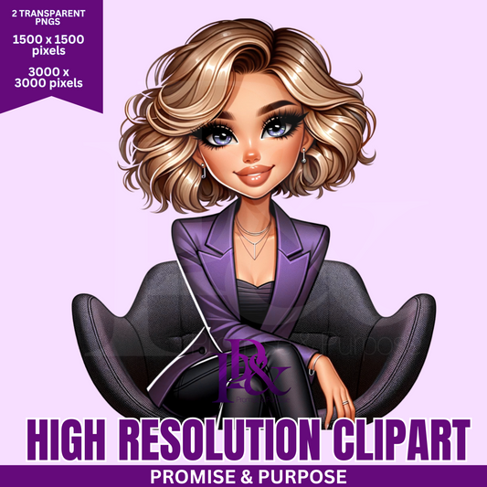 Black Business Women Clipart - Print-Ready High Resolution - BWCA17
