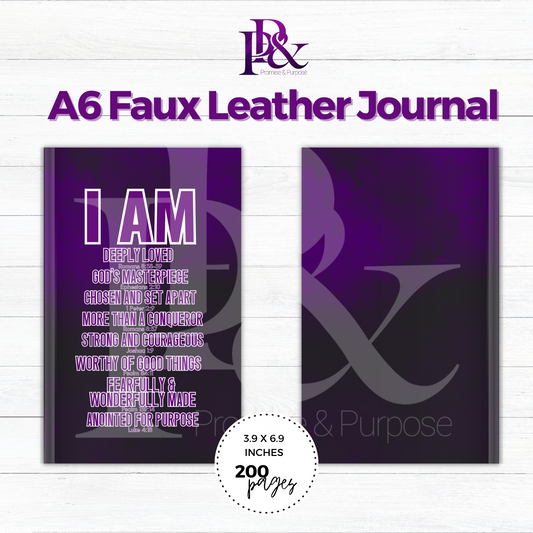 I am Scripture Purple A6 Faux Leather Journal | IAMTXT03J