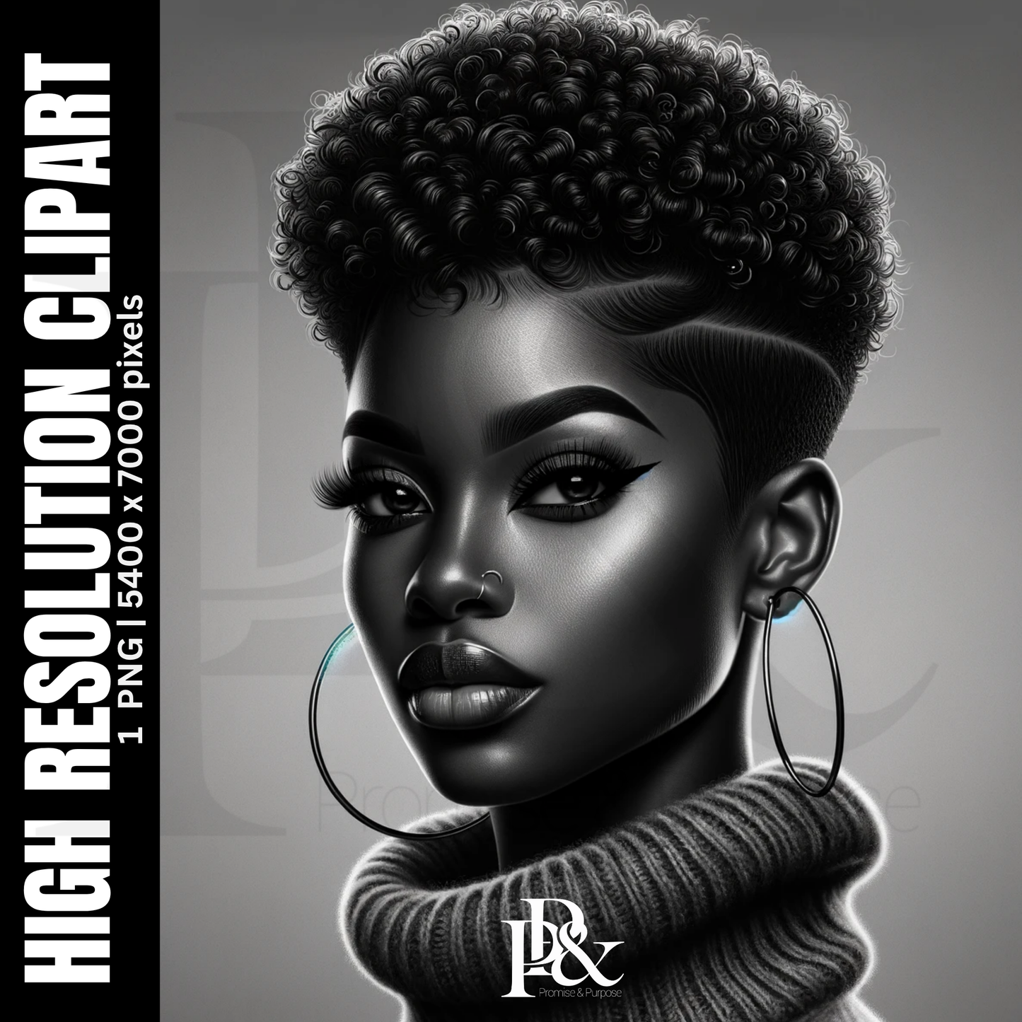 Poised with Purpose – Black Woman Clipart | PWP09