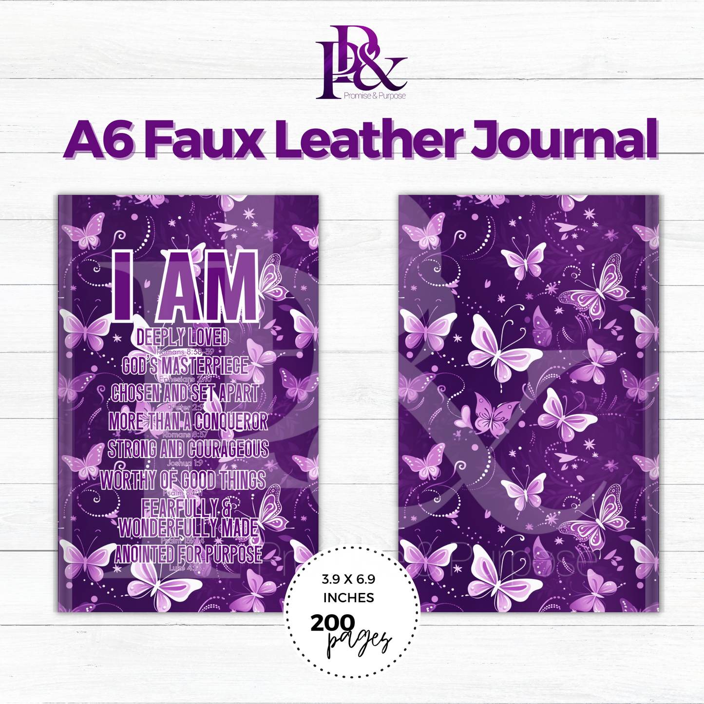 I am Scripture Purple A6 Faux Leather Journal | IAMTXT04J