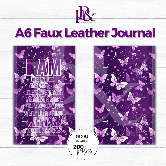 I am Scripture Purple A6 Faux Leather Journal | IAMTXT04J