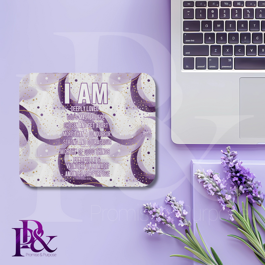 I am Scripture Text Mouse Pad | Faith-Based Desk Decor | IAMTXT06