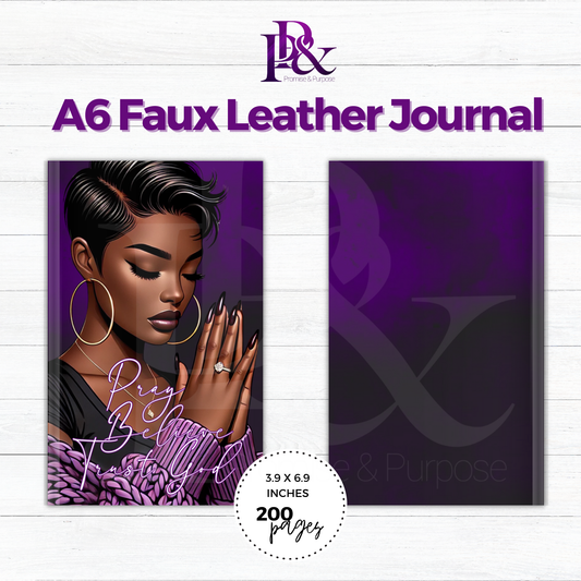 Pray Believe Trust God Purple A6 Faux Leather Journal | PBTGW18