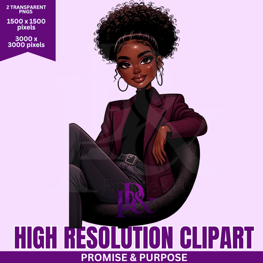 Black Business Women Clipart - Print-Ready High Resolution - BWCA19