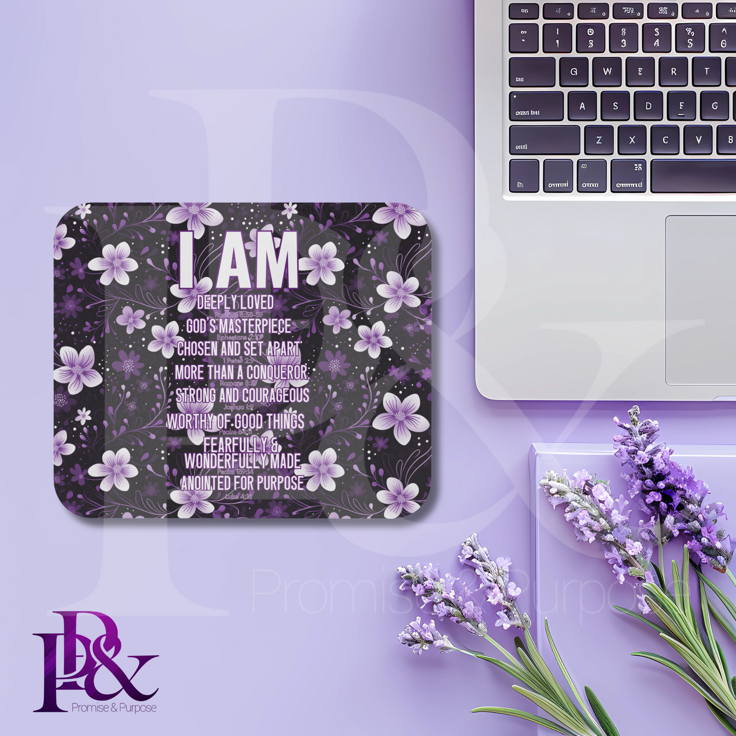 I am Scripture Text Mouse Pad | Faith-Based Desk Decor | IAMTXT07