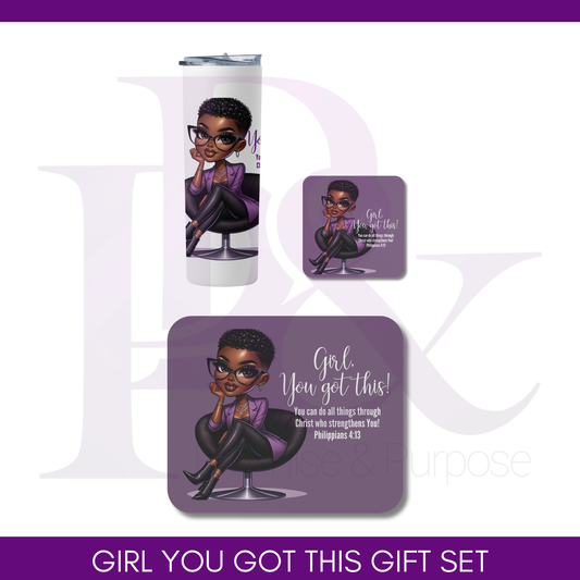 Girl You Got This Gift Set (Violet) - Tumbler Mousepad & Tumbler | YGTW01