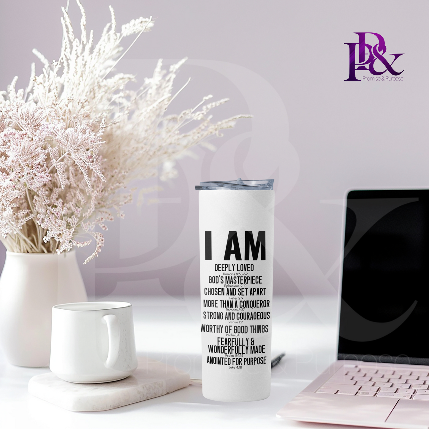 I am Scripture 20oz Tumbler | Faith-Based Desk Decor | IAMTXT01