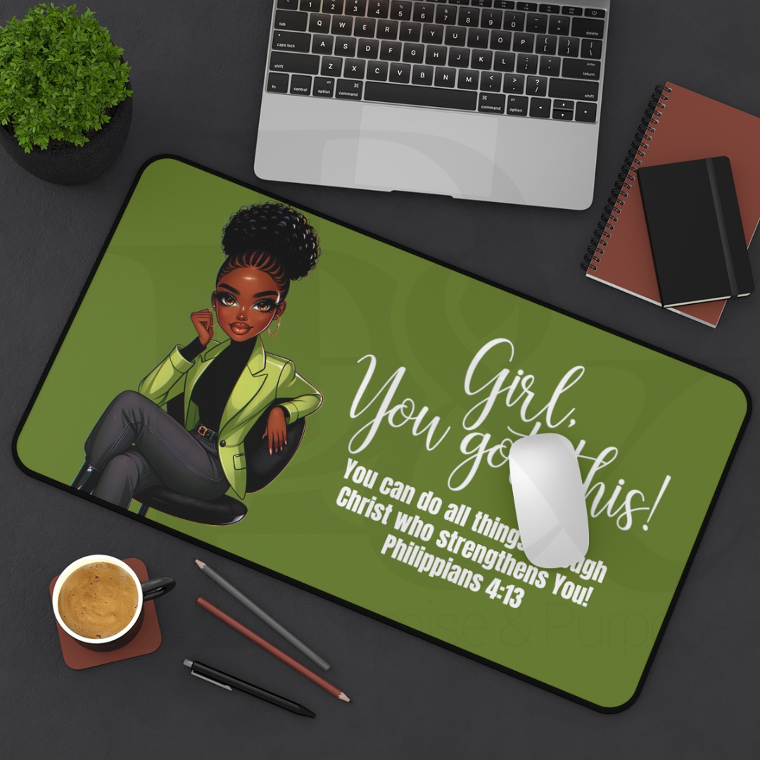 Girl You Got This Collection - Lime Green Ponytail Desk Mat - YGTW04LG