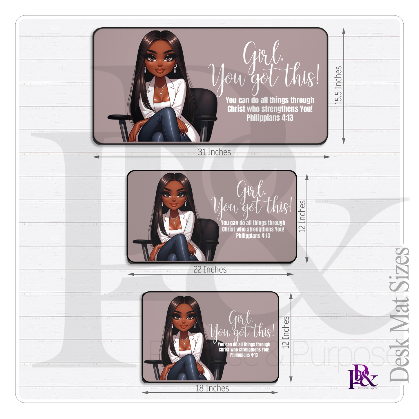 Girl You Got This Collection - Long Straight Hair Tan Desk Mat - YGTW11