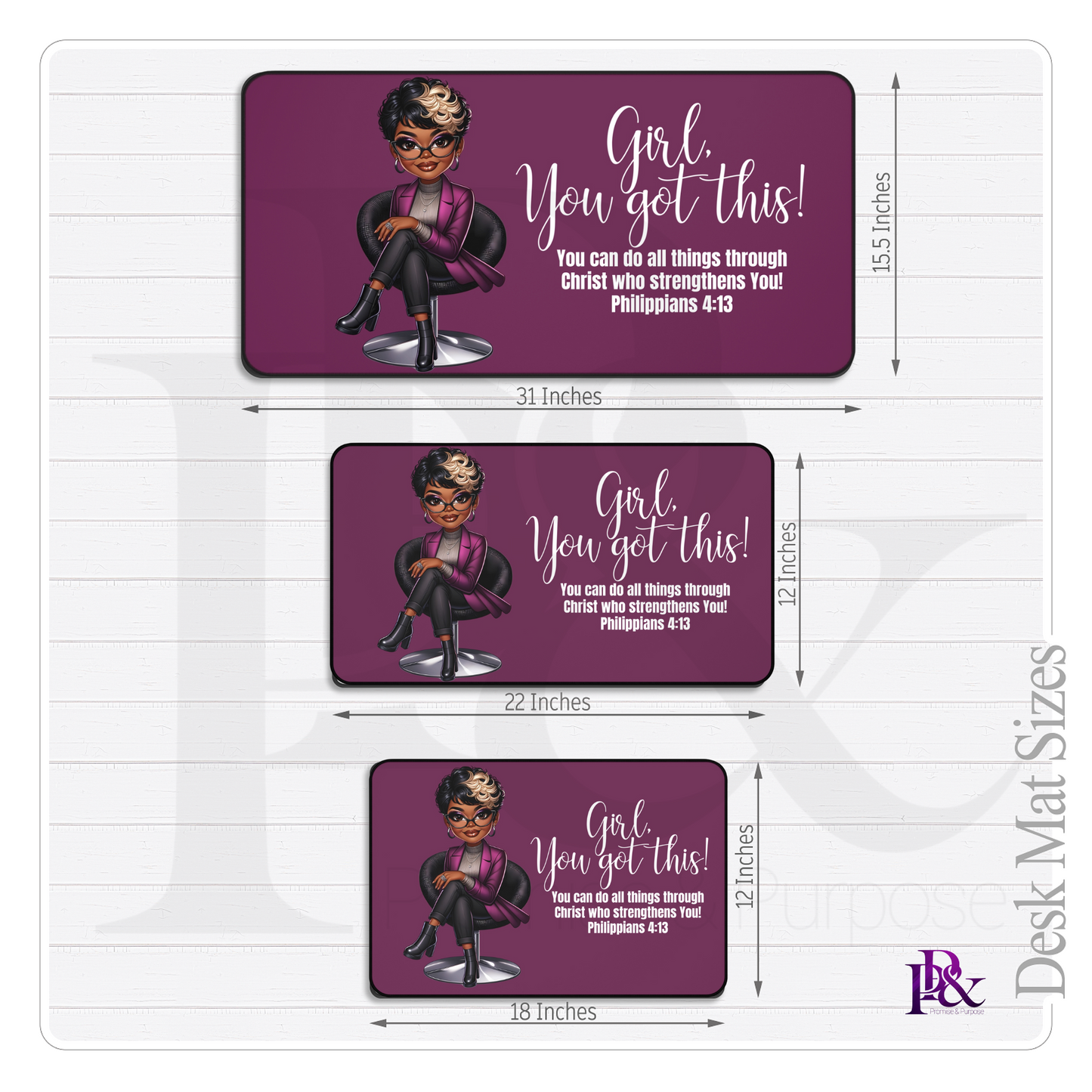 Girl, You Got This Collection - Short Hair Black and Blonde Desk Mat - YGTW12
