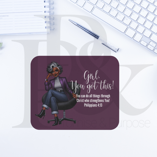 Girl You Got This Collection - Curly Salt & Pepper Mousepad- YGTW09PURP