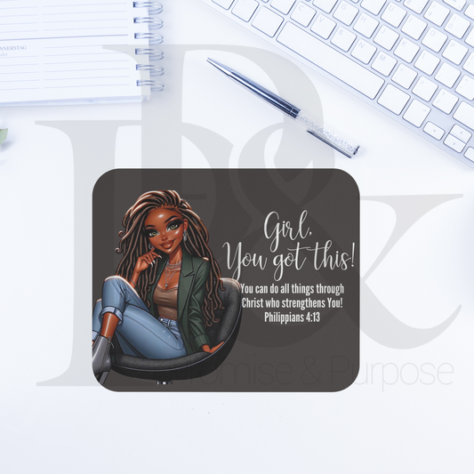 Girl You Got This Collection - Gray Locs Mousepad - YGTW07GRAY