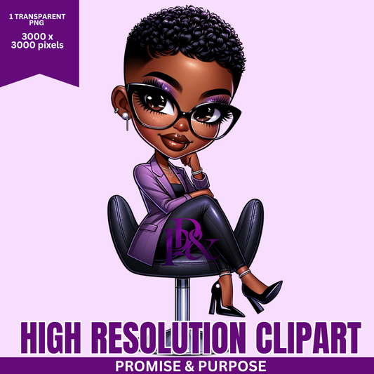 Black Business Women Clipart - Print-Ready High Resolution - BWCA01A