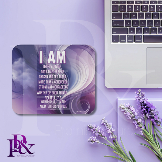 I am Scripture Text Mouse Pad | Faith-Based Desk Decor | IAMTXT08