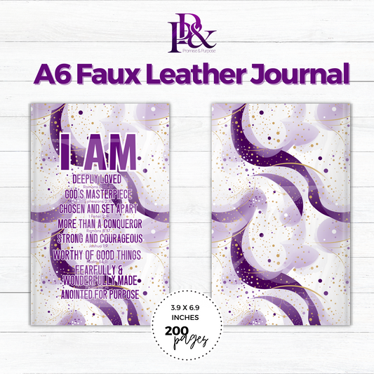 I am Scripture Purple A6 Faux Leather Journal | IAMTXT06J