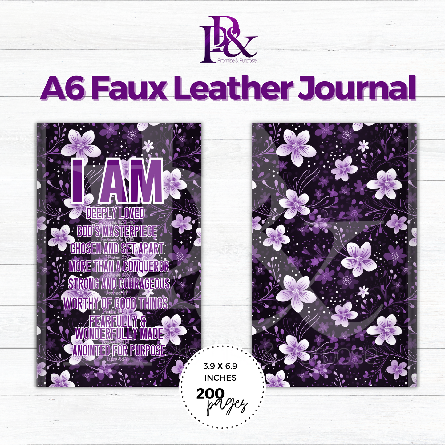 I am Scripture Purple A6 Faux Leather Journal | IAMTXT07J