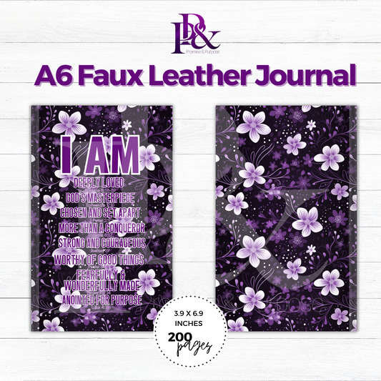 I am Scripture Purple A6 Faux Leather Journal | IAMTXT07J