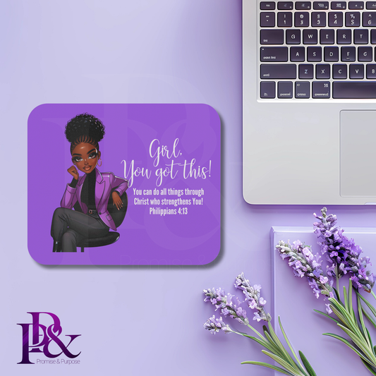 Girl, You Got This Amethyst Mouse Pad | Faith-Based Desk Decor | YGTW04A