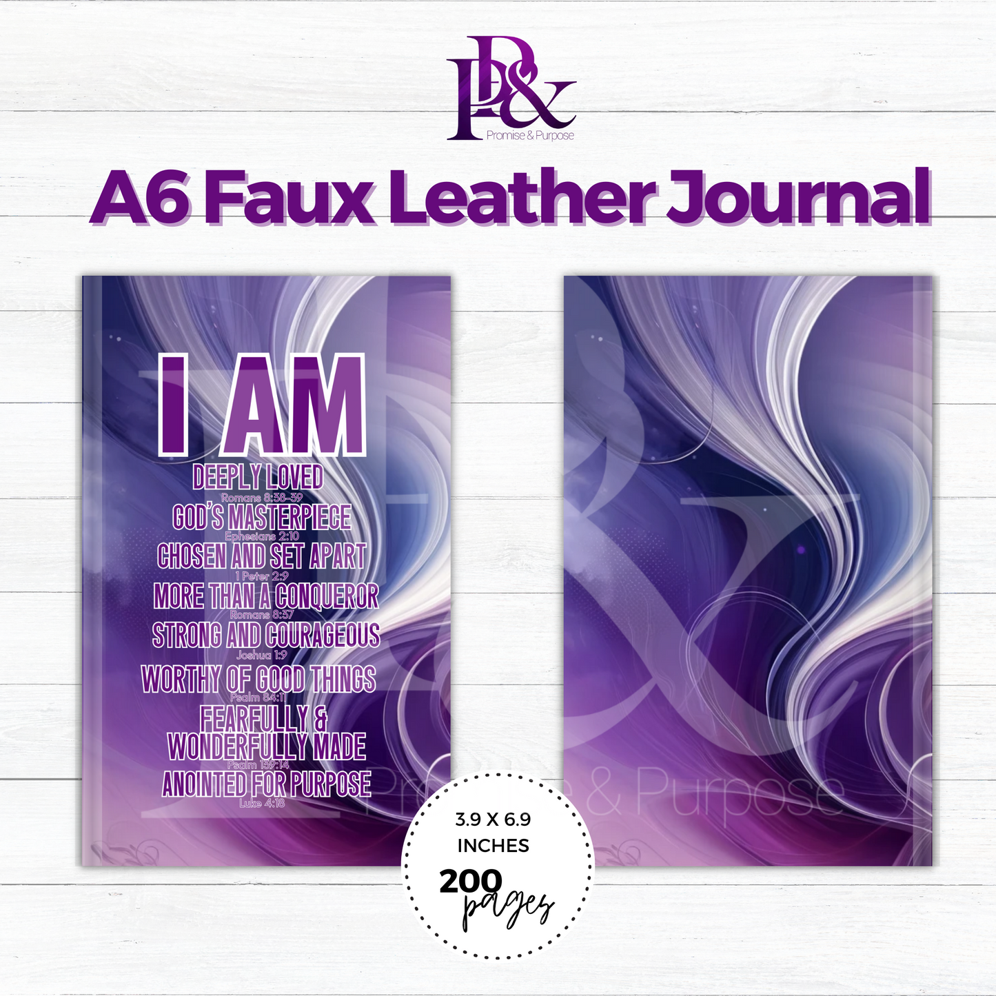 I am Scripture Purple A6 Faux Leather Journal | IAMTXT08J