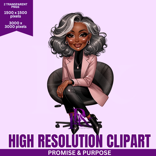 Black Business Women Clipart - Print-Ready High Resolution - BWCA22
