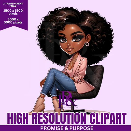 Black Business Women Clipart - Print-Ready High Resolution - BWCA25