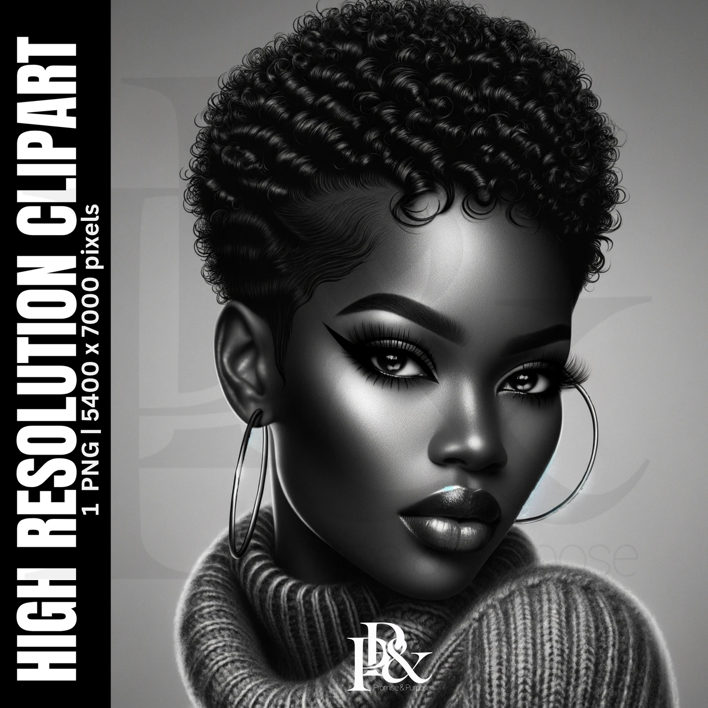 Poised with Purpose – Black Woman Clipart | PWP13