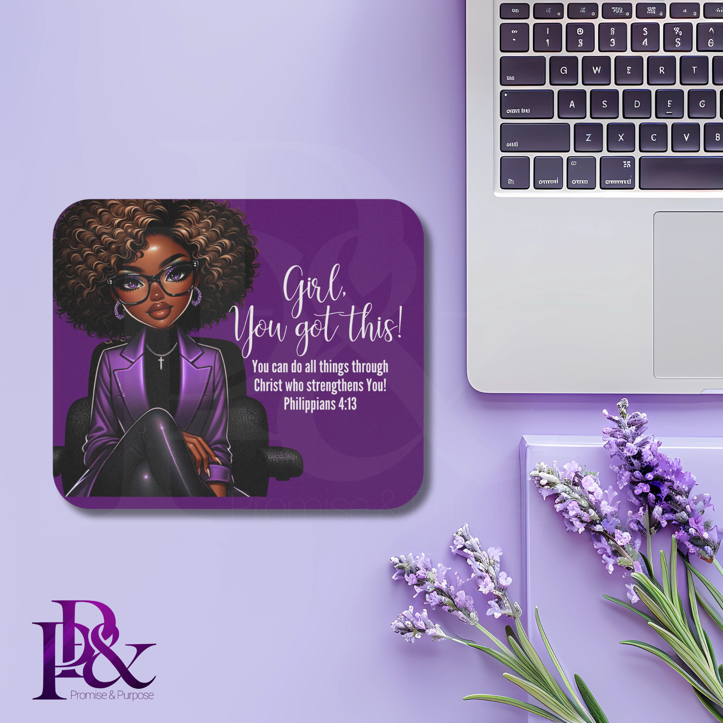 Girl, You Got This Purple Mouse Pad | Faith-Based Desk Decor | YGTW05P