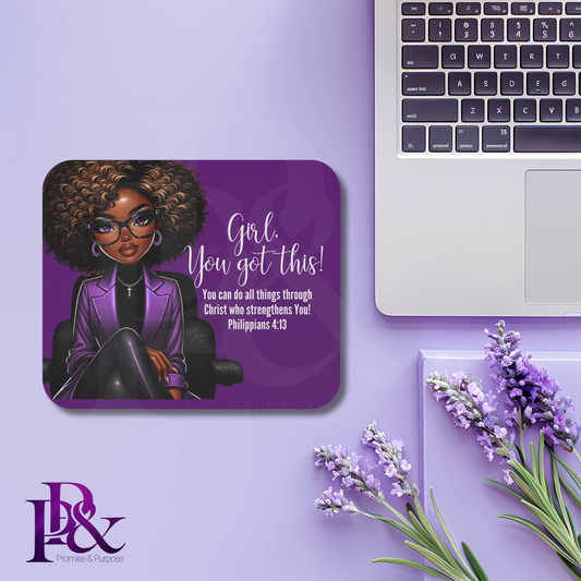 Girl, You Got This Purple Mouse Pad | Faith-Based Desk Decor | YGTW05P