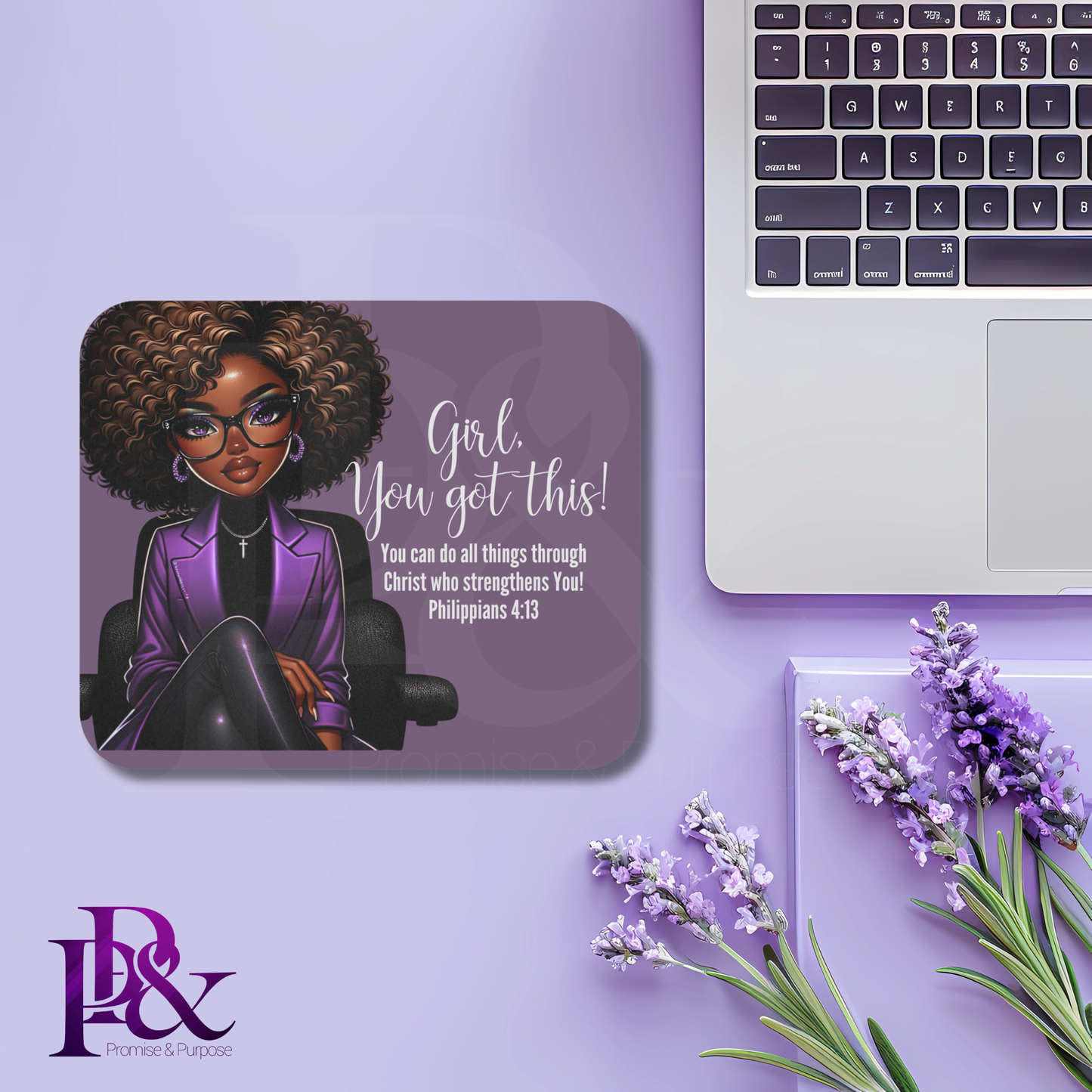 Girl, You Got This Violet Mouse Pad | Faith-Based Desk Decor | YGTW05PV