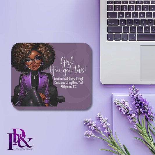 Girl, You Got This Violet Mouse Pad | Faith-Based Desk Decor | YGTW05PV