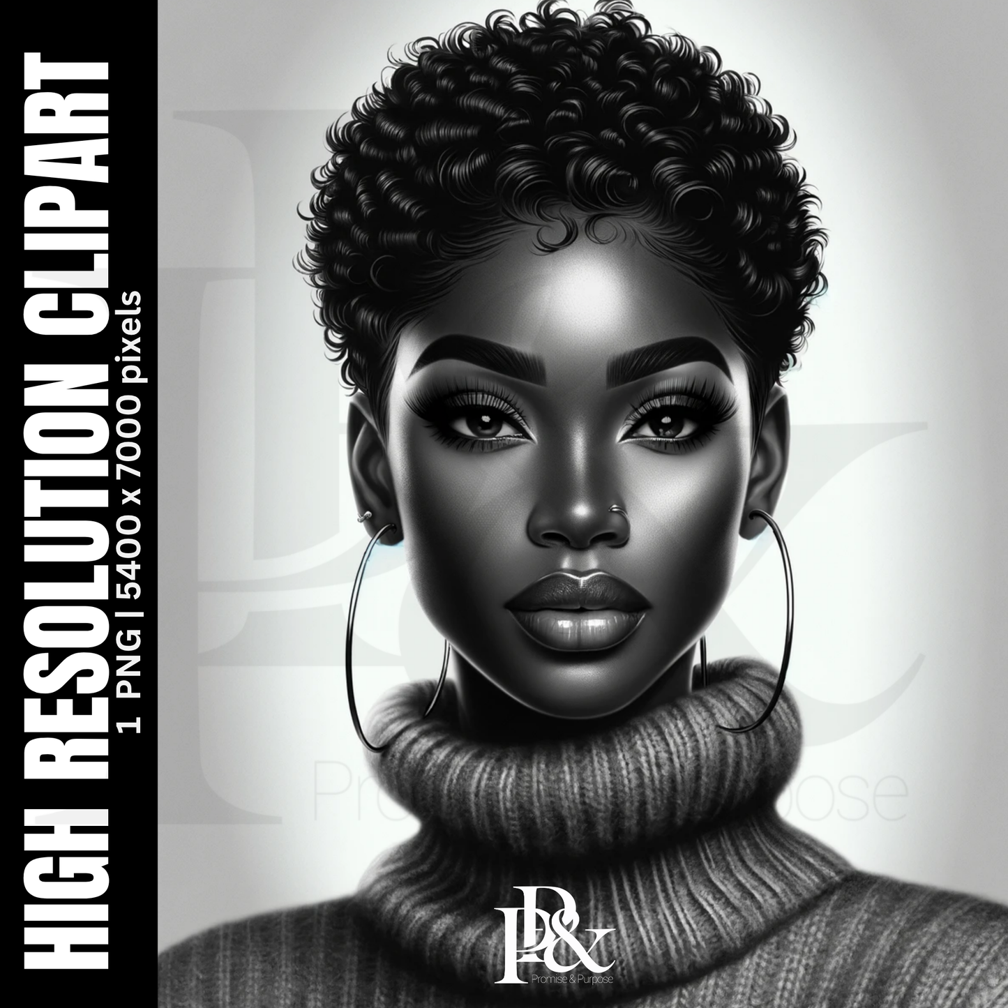 Poised with Purpose – Black Woman Clipart | PWP14