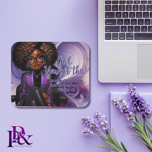 Girl, You Got This Purple Swirl Mouse Pad | Faith-Based Desk Decor | YGTW05PSW