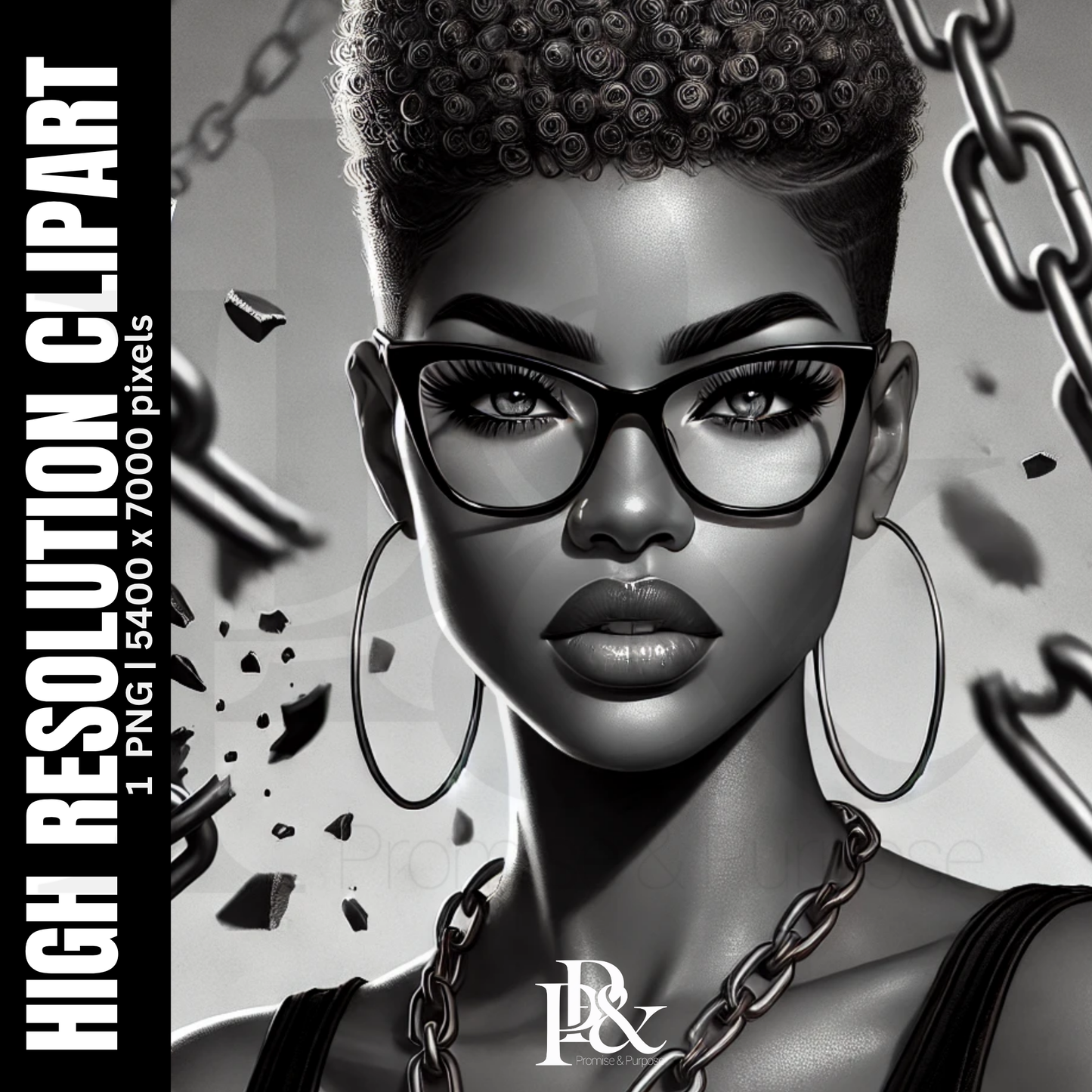 Poised with Purpose – Black Woman Clipart | PWP15