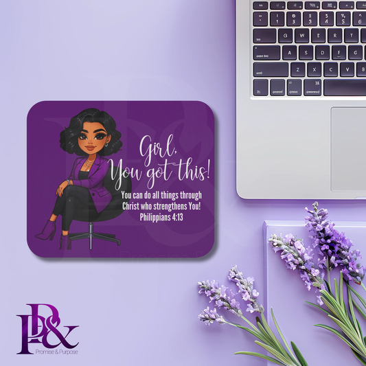 Girl, You Got This Purple Mouse Pad | Faith-Based Desk Decor | YGTW06P