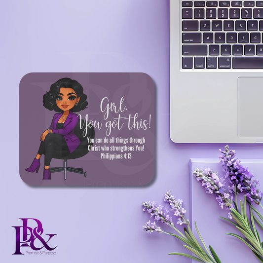 Girl, You Got This Violet Mouse Pad | Faith-Based Desk Decor | YGTW06PV
