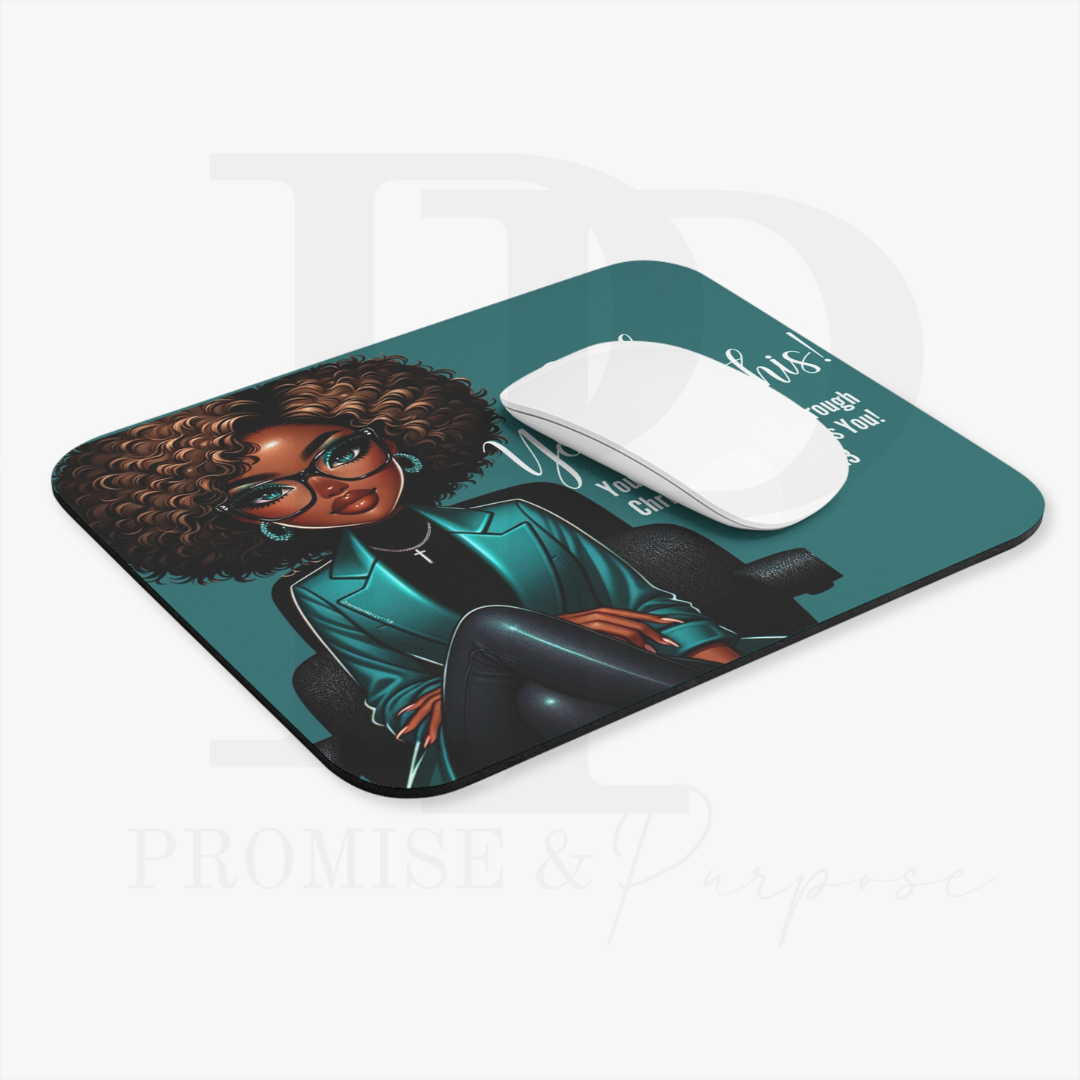 Girl You Got This Collection - Green Natural Fro Mousepad - YGTW05GRN