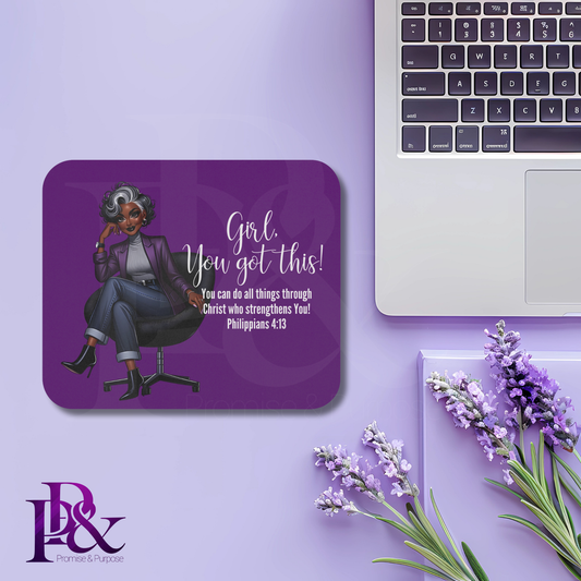 Girl, You Got This Purple Mouse Pad | Faith-Based Desk Decor | YGTW07P