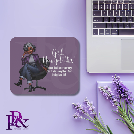 Girl, You Got This Violet Mouse Pad | Faith-Based Desk Decor | YGTW07PV