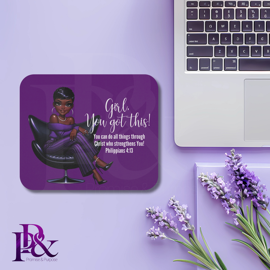 Girl, You Got This Purple Mouse Pad | Faith-Based Desk Decor | YGTW08P