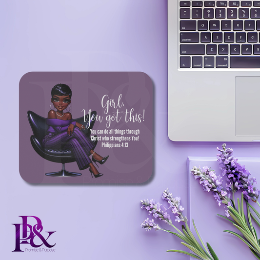 Girl, You Got This Violet Mouse Pad | Faith-Based Desk Decor | YGTW08PV