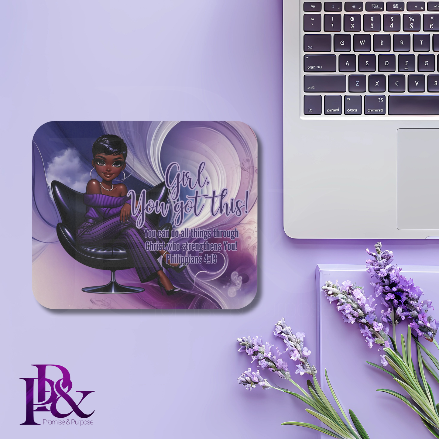 Girl, You Got This Purple Swirl Mouse Pad | Faith-Based Desk Decor | YGTW08SW