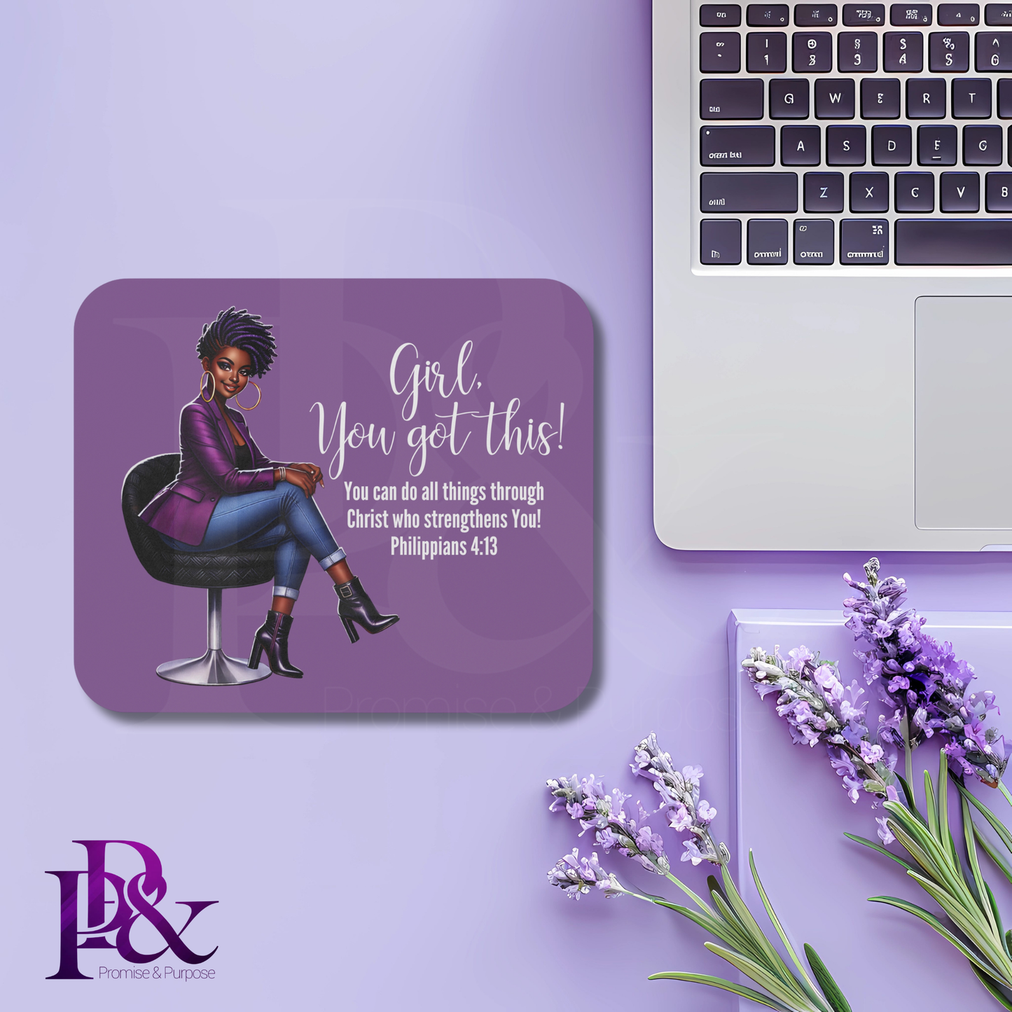Girl, You Got This Violet Mouse Pad | Faith-Based Desk Decor | YGTW09PV