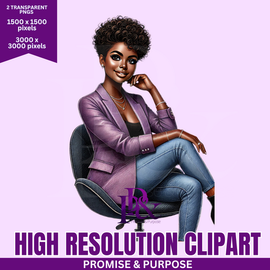 Black Business Women Clipart - Print-Ready High Resolution - BWCA04
