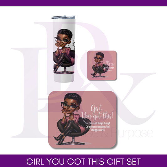 Girl You Got This Gift Set (Pink) - Tumbler Mousepad & Tumbler | YGTW01