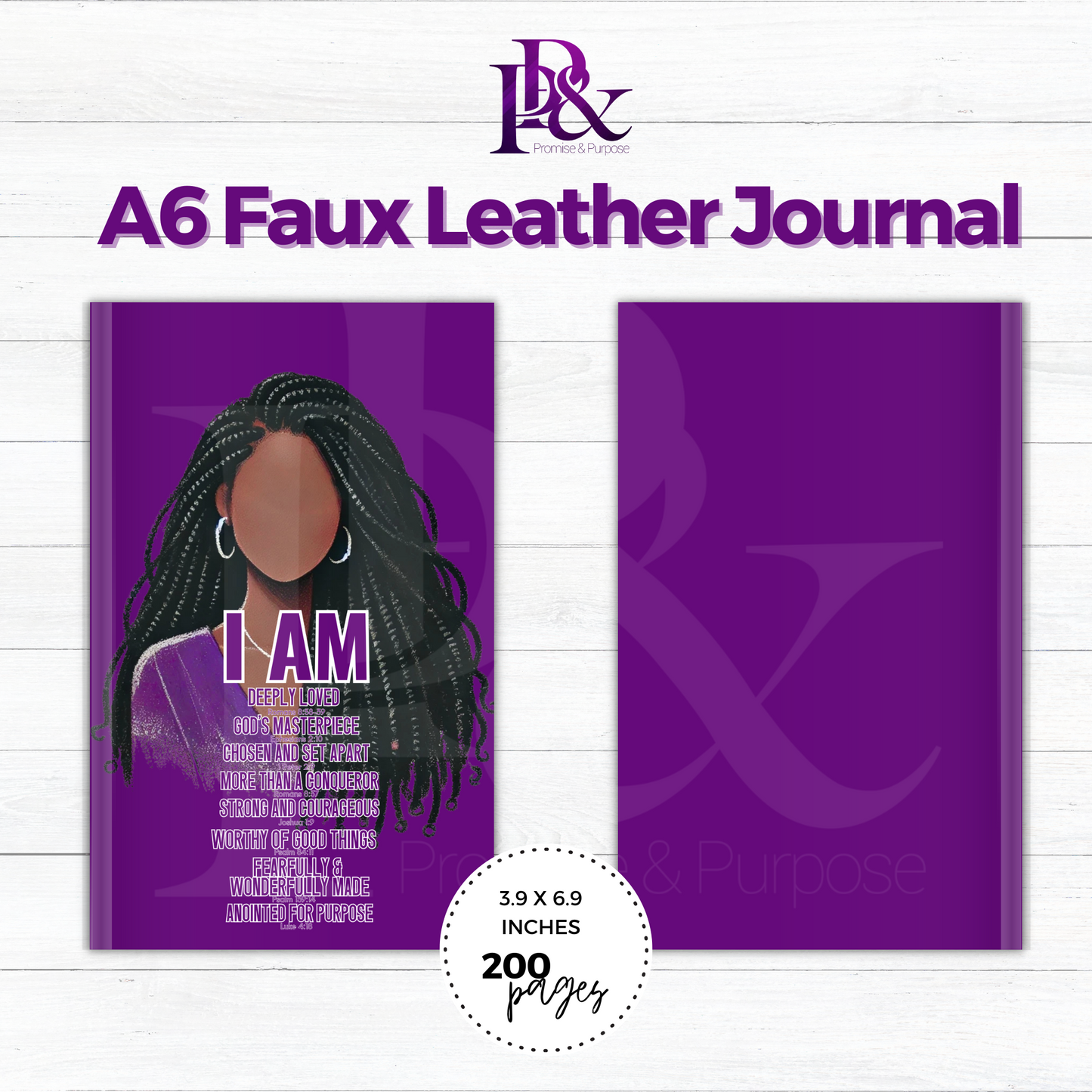 I am Scripture Purple A6 Faux Leather Journal |  IAM02J