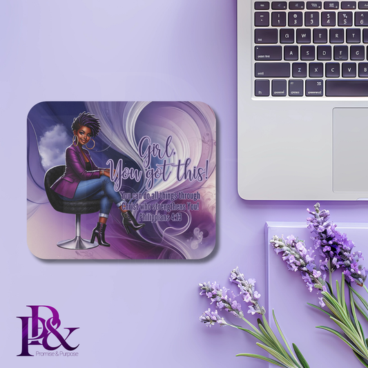 Girl, You Got This Purple Swirl Mouse Pad | Faith-Based Desk Decor | YGTW09SW