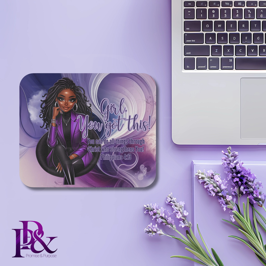 Girl, You Got This Purple Swirl Mouse Pad | Faith-Based Desk Decor | YGTW10SW