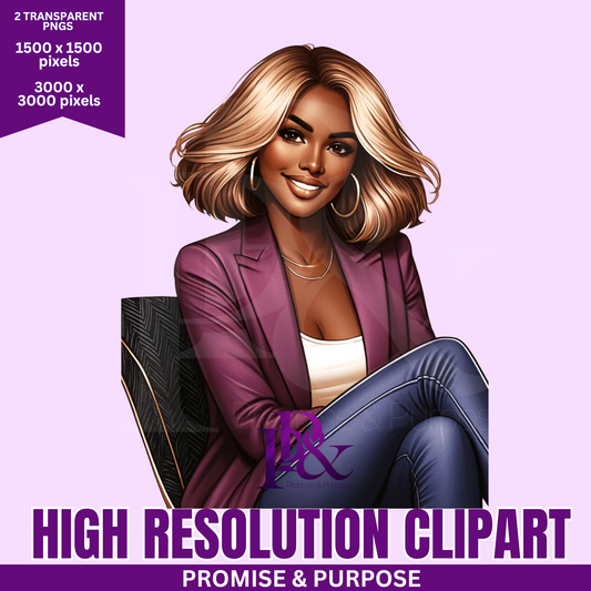 Black Business Women Clipart - Print-Ready High Resolution - BWCA05