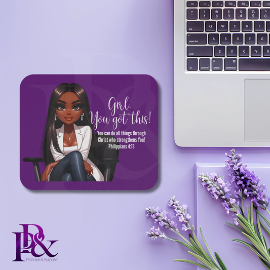 Girl, You Got This Purple Mouse Pad | Faith-Based Desk Decor | YGTW11P