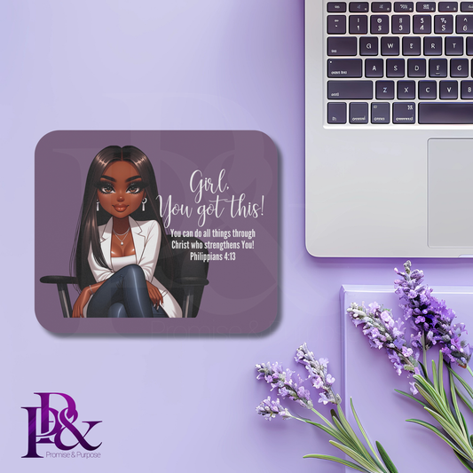 Girl, You Got This Violet Mouse Pad | Faith-Based Desk Decor | YGTW11PV